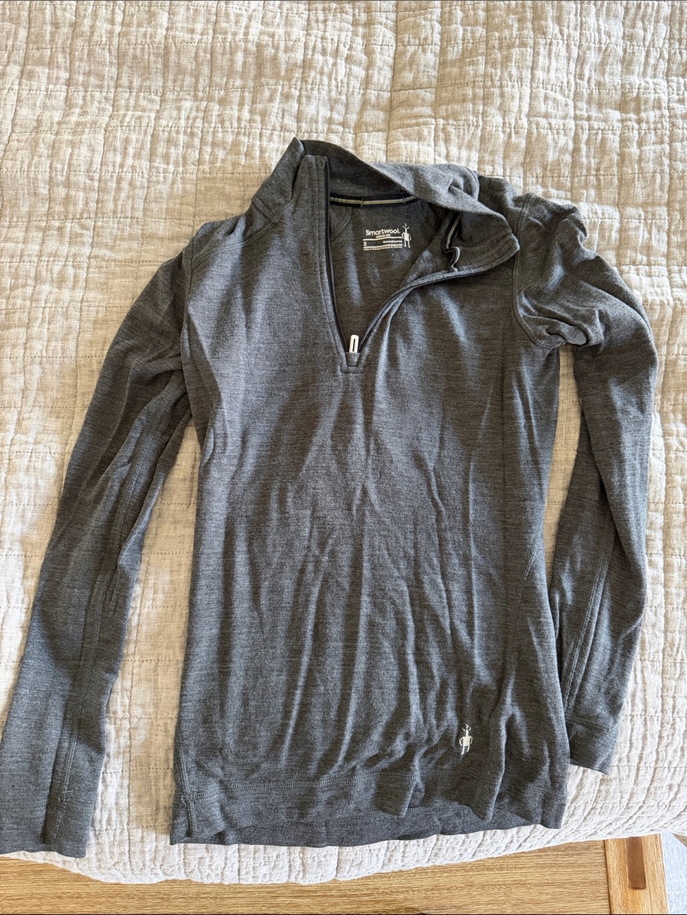 Smartwool Gray 1/4 Zip Merino Pullover